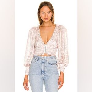 NWT- For Love & Lemons Natalie Crop Top Ivory Sz S